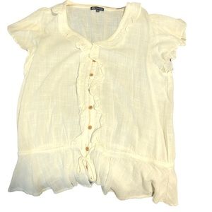White ruffle shirt